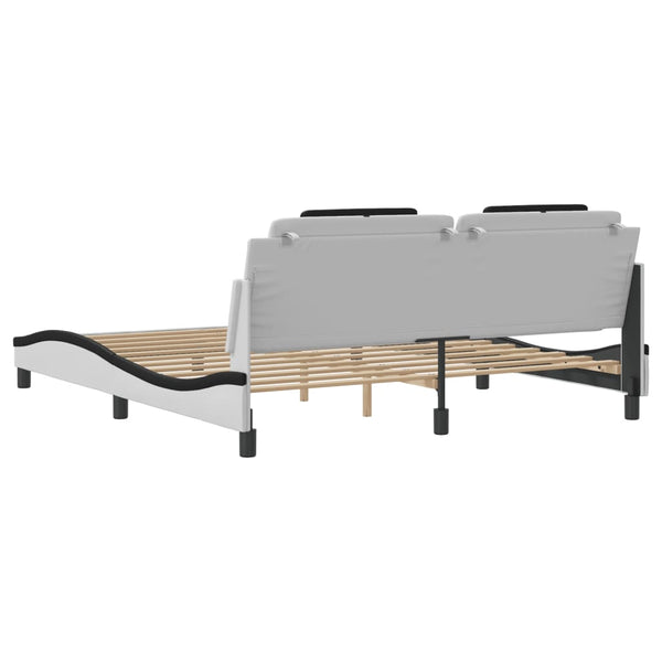 vidaXL Cadre de lit « Viana » avec LED sans matelas Blanc et Noir 180x200 cm