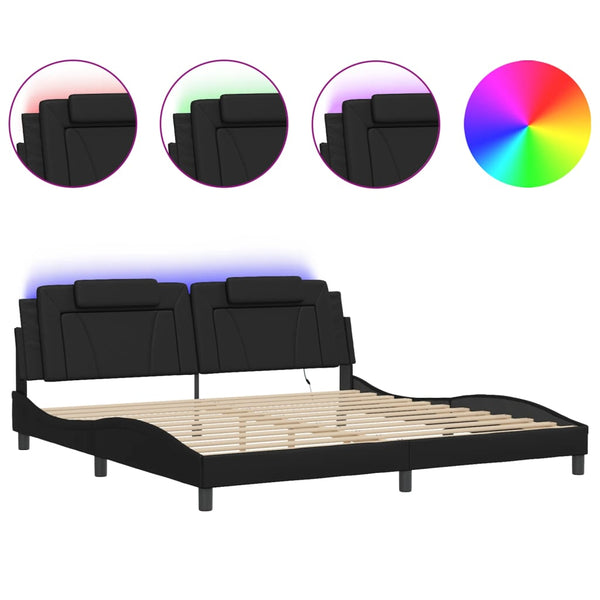 vidaXL Cadre de lit « Viana » avec LED sans matelas Noir 200x200 cm
