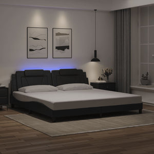 vidaXL Cadre de lit « Viana » avec LED sans matelas Noir 200x200 cm