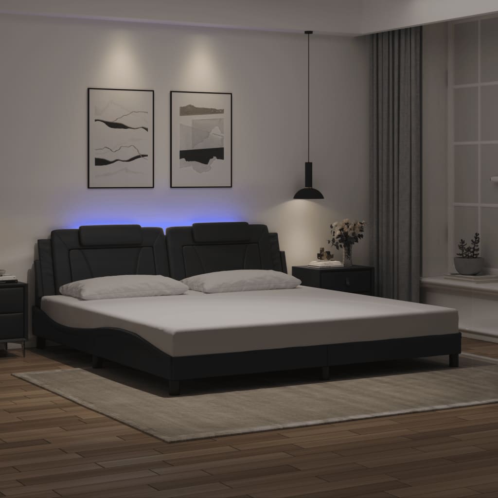 vidaXL Cadre de lit « Viana » avec LED sans matelas Noir 200x200 cm