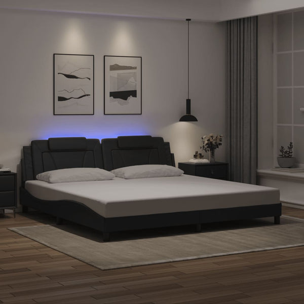 vidaXL Cadre de lit « Viana » avec LED sans matelas Noir 200x200 cm