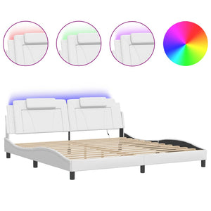 vidaXL Cadre de lit "Viana" avec LED sans matelas Blanc 200x200 cm