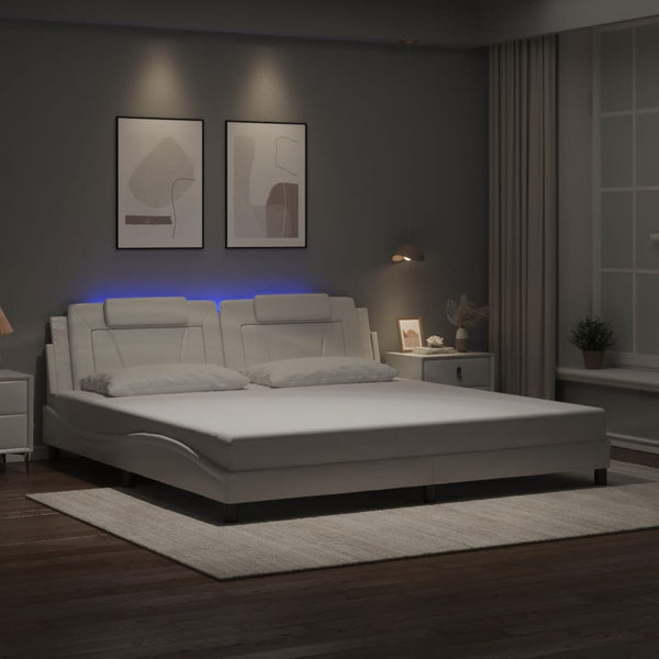 vidaXL Cadre de lit "Viana" avec LED sans matelas Blanc 200x200 cm