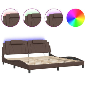 vidaXL Lit "Viana" avec LED sans matelas Marron 200x200 cm