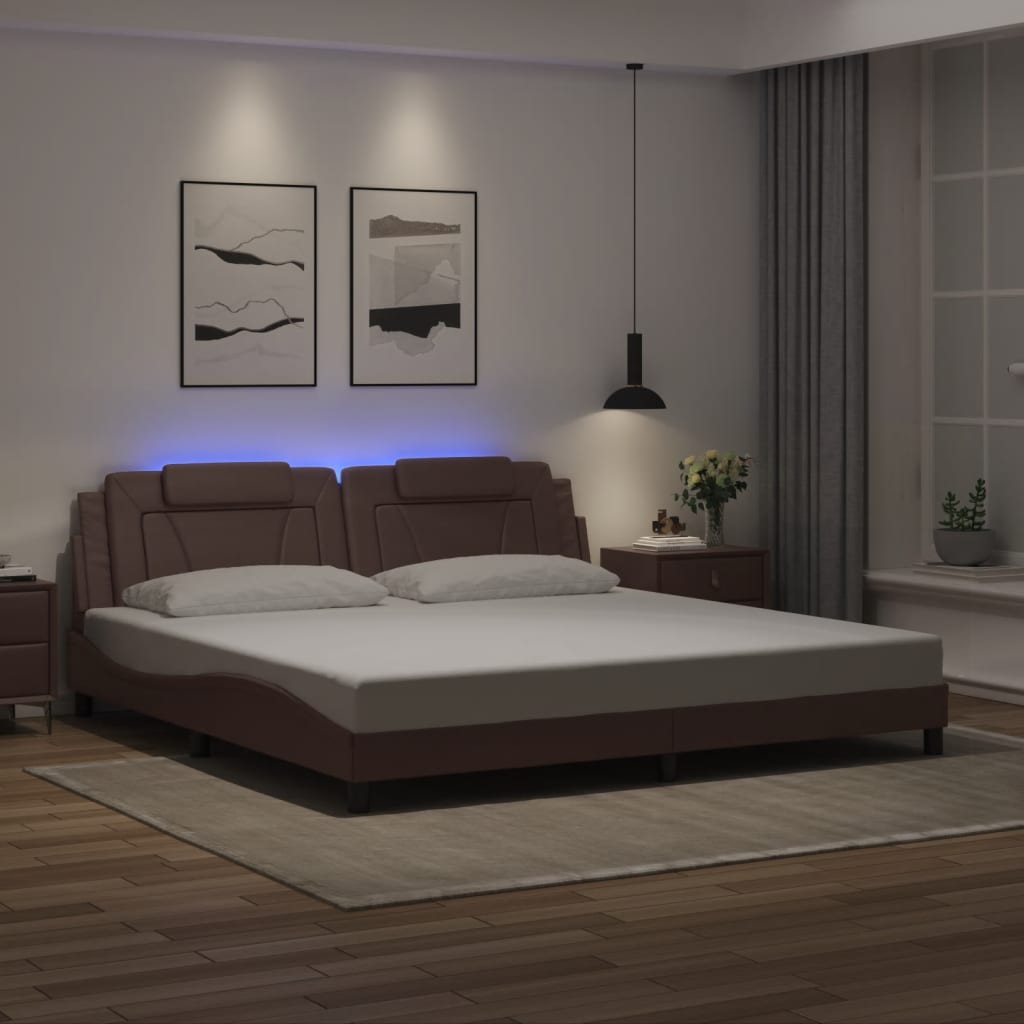 vidaXL Lit "Viana" avec LED sans matelas Marron 200x200 cm