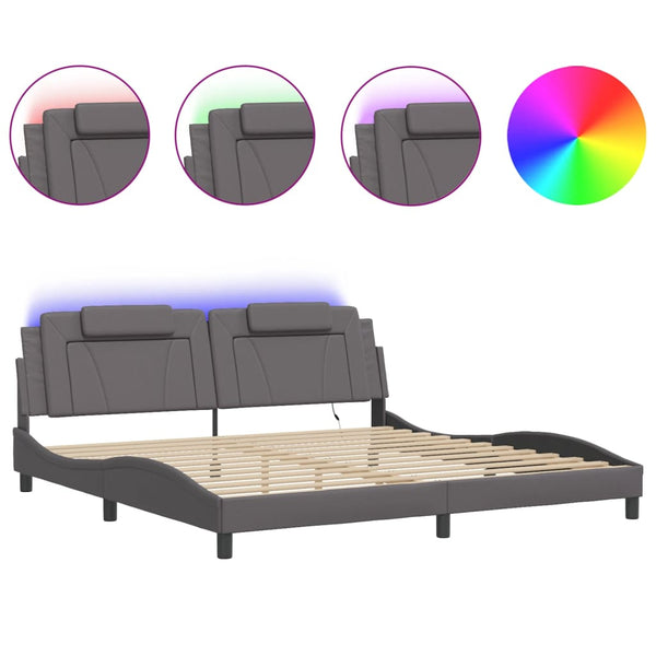 vidaXL Cadre de lit "Viana" avec LED sans matelas Gris 200x200 cm