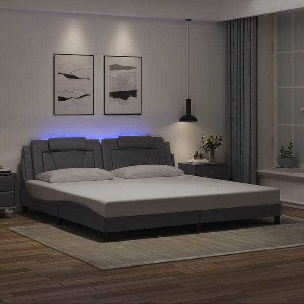 vidaXL Cadre de lit "Viana" avec LED sans matelas Gris 200x200 cm