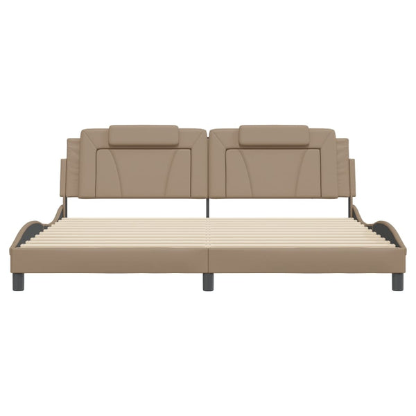 vidaXL Cadre de lit « Viana » avec LED sans matelas Marron Cappuccino 200x200 cm