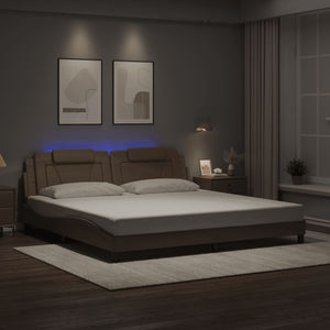 vidaXL Cadre de lit « Viana » avec LED sans matelas Marron Cappuccino 200x200 cm