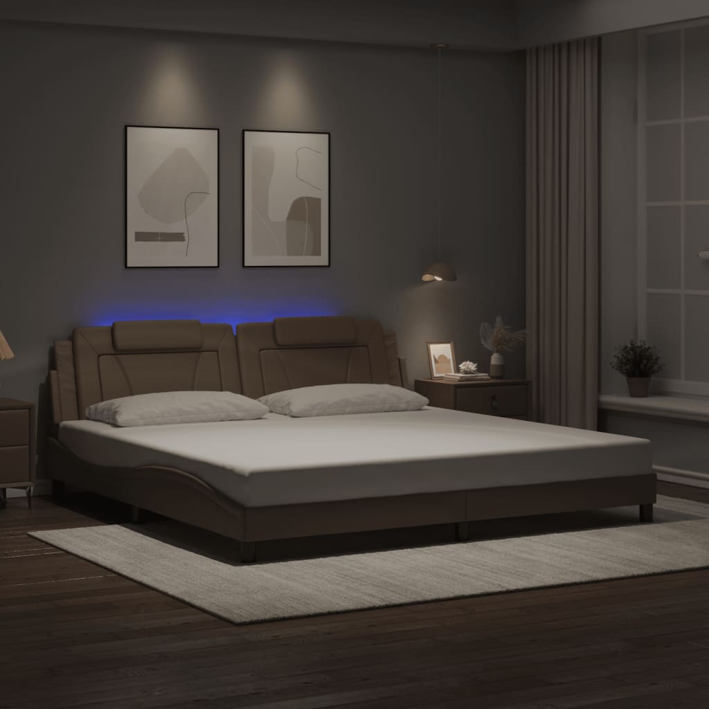 vidaXL Cadre de lit « Viana » avec LED sans matelas Marron Cappuccino 200x200 cm