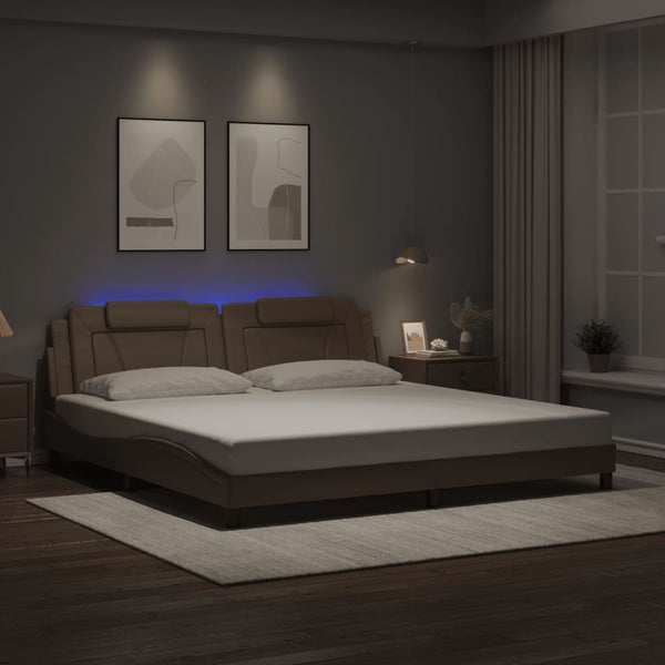 vidaXL Cadre de lit « Viana » avec LED sans matelas Marron Cappuccino 200x200 cm