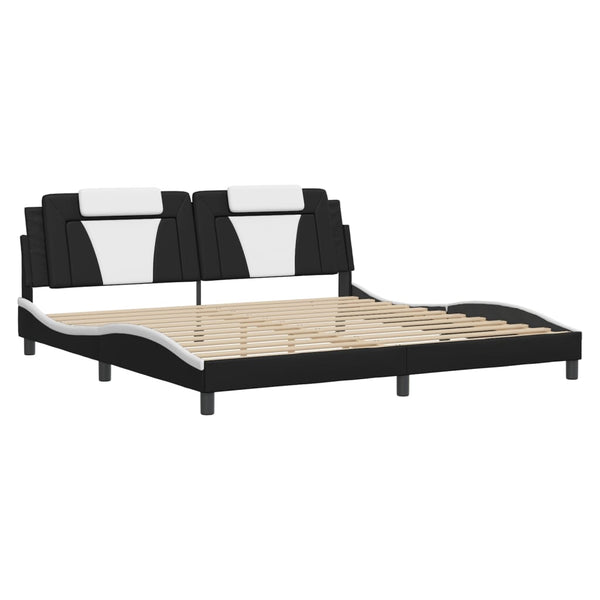 vidaXL Cadre de lit "Viana" avec LED sans matelas Noir et blanc 200x200 cm