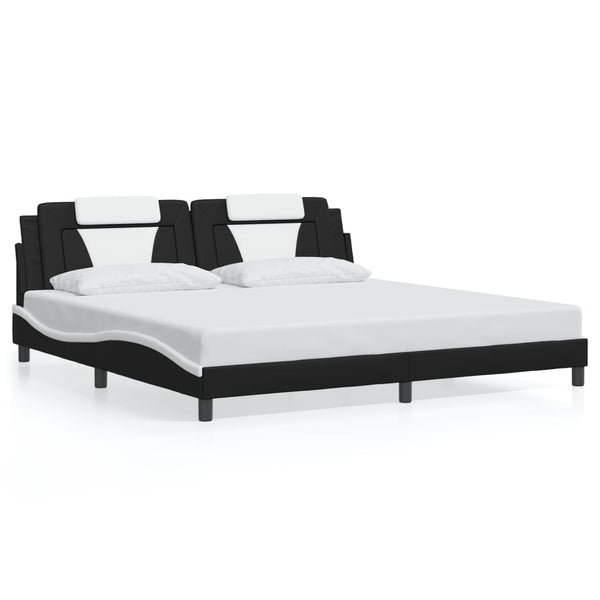 vidaXL Cadre de lit "Viana" avec LED sans matelas Noir et blanc 200x200 cm