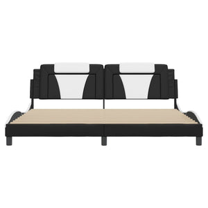 vidaXL Cadre de lit "Viana" avec LED sans matelas Noir et blanc 200x200 cm