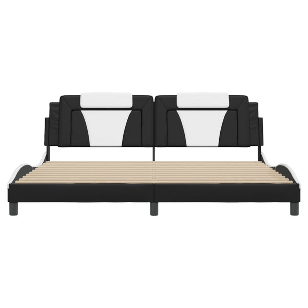 vidaXL Cadre de lit "Viana" avec LED sans matelas Noir et blanc 200x200 cm