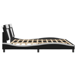 vidaXL Cadre de lit "Viana" avec LED sans matelas Noir et blanc 200x200 cm