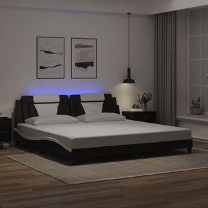 vidaXL Cadre de lit "Viana" avec LED sans matelas Noir et blanc 200x200 cm