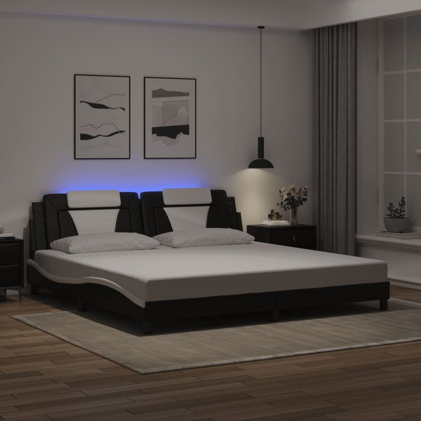 vidaXL Cadre de lit "Viana" avec LED sans matelas Noir et blanc 200x200 cm