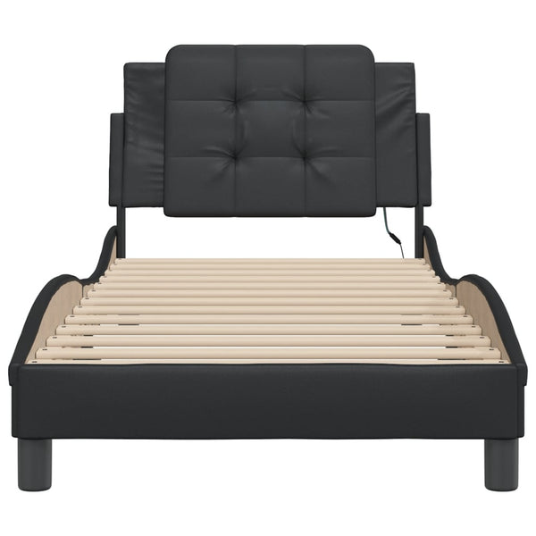 Bettgestell mit LED Schwarz 80x200 cm