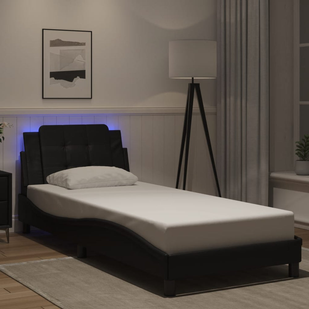 vidaXL Cadre de lit avec LED sans matelas "Zadar" Noir 80x200 cm