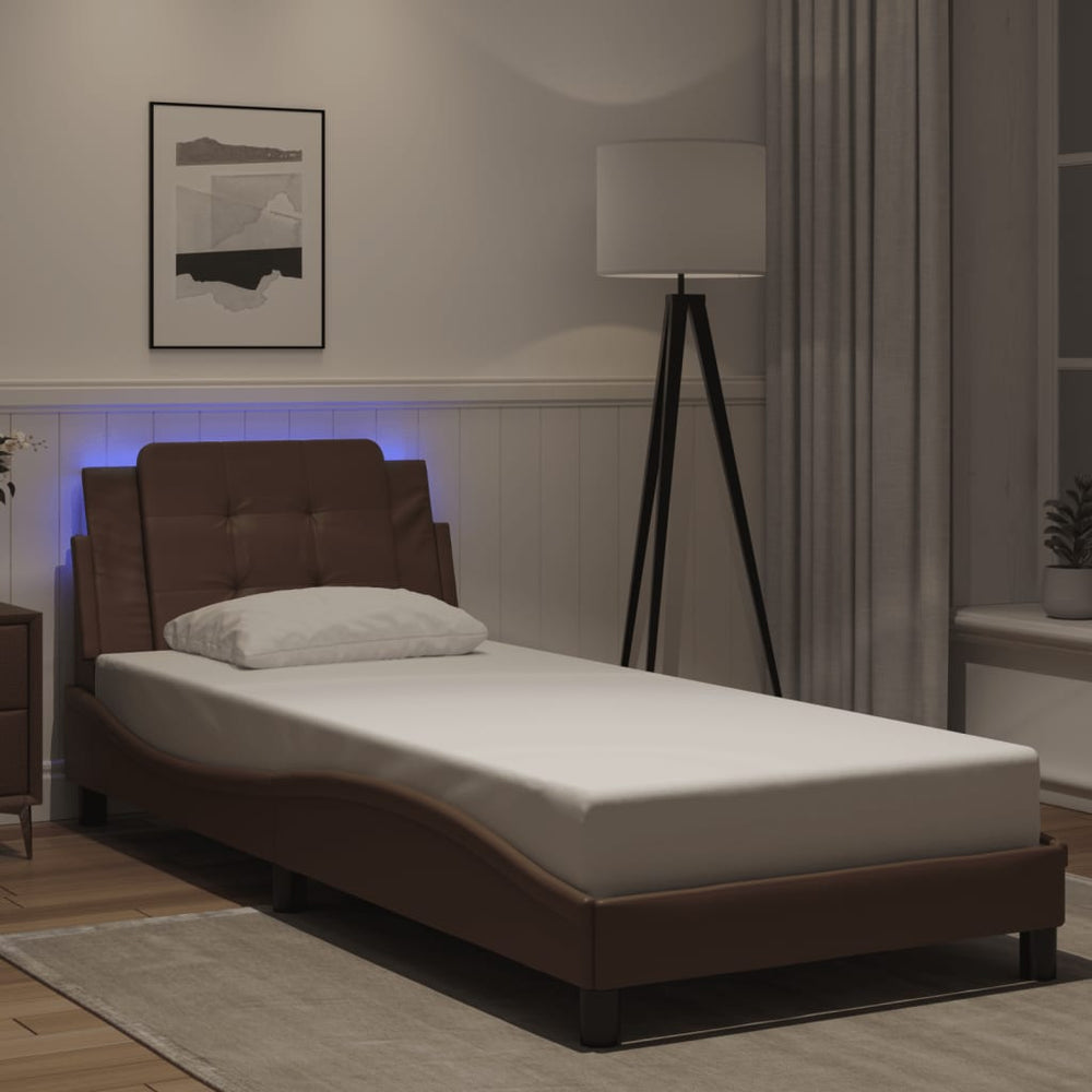Bettgestell mit LED Braun 80x200 cm