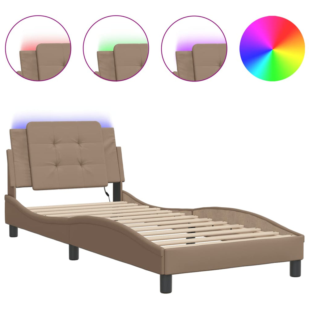 vidaXL LED Bed Frame without Mattress "Zadar" Cappuccino Brown 80x200 cm