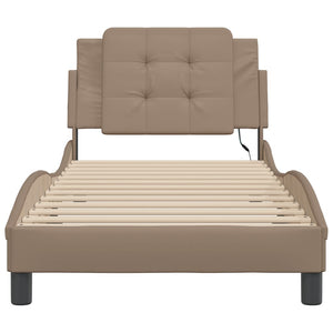 vidaXL Cadre de lit avec LED sans matelas "Zadar" Marron cappuccino 80x200 cm