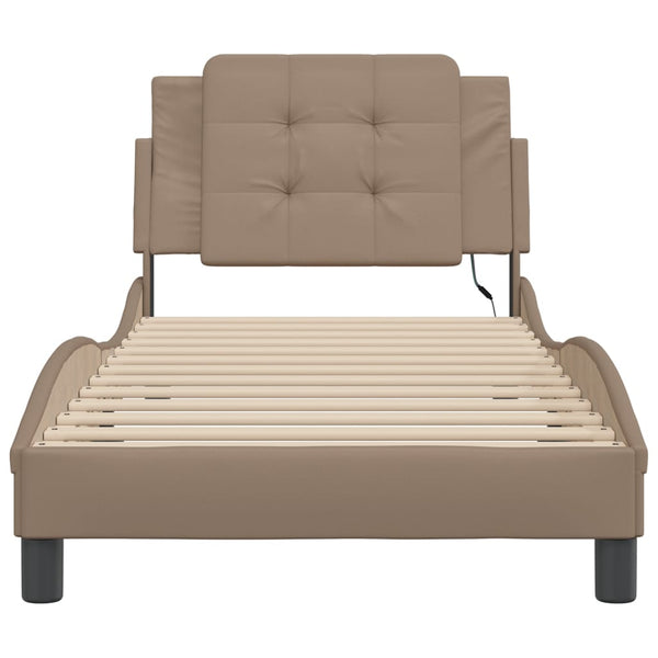vidaXL Cadre de lit avec LED sans matelas "Zadar" Marron cappuccino 80x200 cm