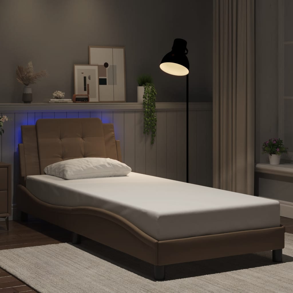 vidaXL Cadre de lit avec LED sans matelas "Zadar" Marron cappuccino 80x200 cm