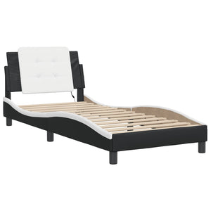 vidaXL Cadre de lit avec LED sans matelas « Zadar » noir et blanc 80x200 cm
