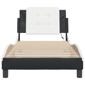 vidaXL Cadre de lit avec LED sans matelas « Zadar » noir et blanc 80x200 cm