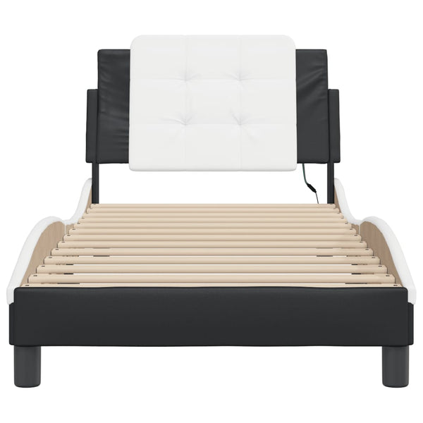 vidaXL Cadre de lit avec LED sans matelas « Zadar » noir et blanc 80x200 cm