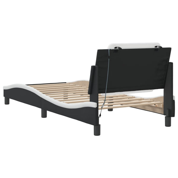 vidaXL Cadre de lit avec LED sans matelas « Zadar » noir et blanc 80x200 cm