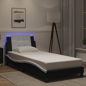 vidaXL Cadre de lit avec LED sans matelas « Zadar » noir et blanc 80x200 cm