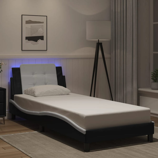 vidaXL Cadre de lit avec LED sans matelas « Zadar » noir et blanc 80x200 cm