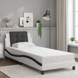 vidaXL Cadre de lit avec LED sans matelas « Zadar » Blanc et noir 80x200 cm