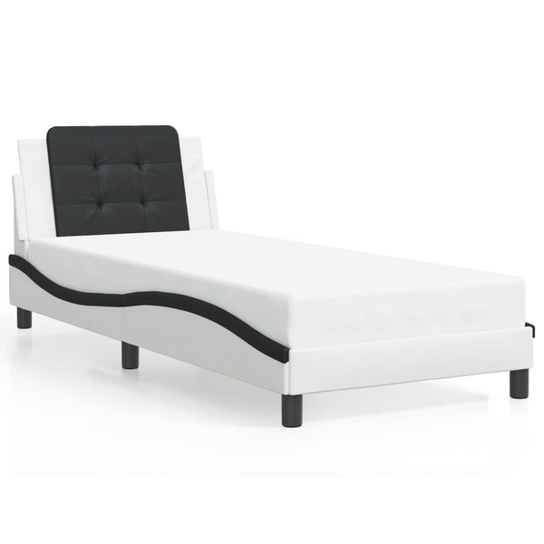 vidaXL Cadre de lit avec LED sans matelas « Zadar » Blanc et noir 80x200 cm