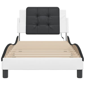 vidaXL Cadre de lit avec LED sans matelas « Zadar » Blanc et noir 80x200 cm