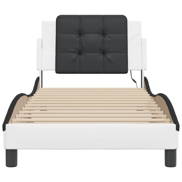 vidaXL Cadre de lit avec LED sans matelas « Zadar » Blanc et noir 80x200 cm