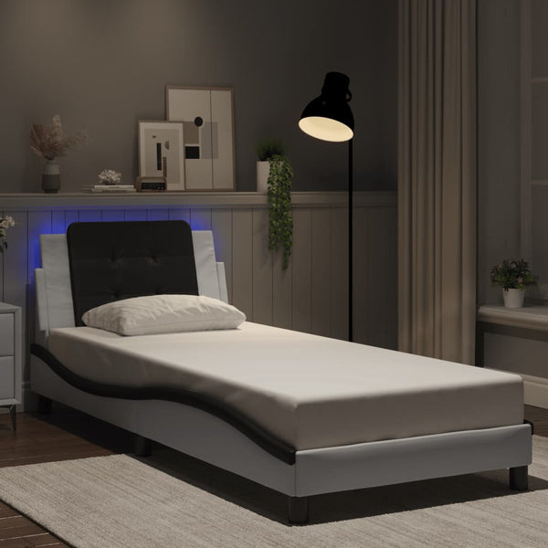 vidaXL Cadre de lit avec LED sans matelas « Zadar » Blanc et noir 80x200 cm
