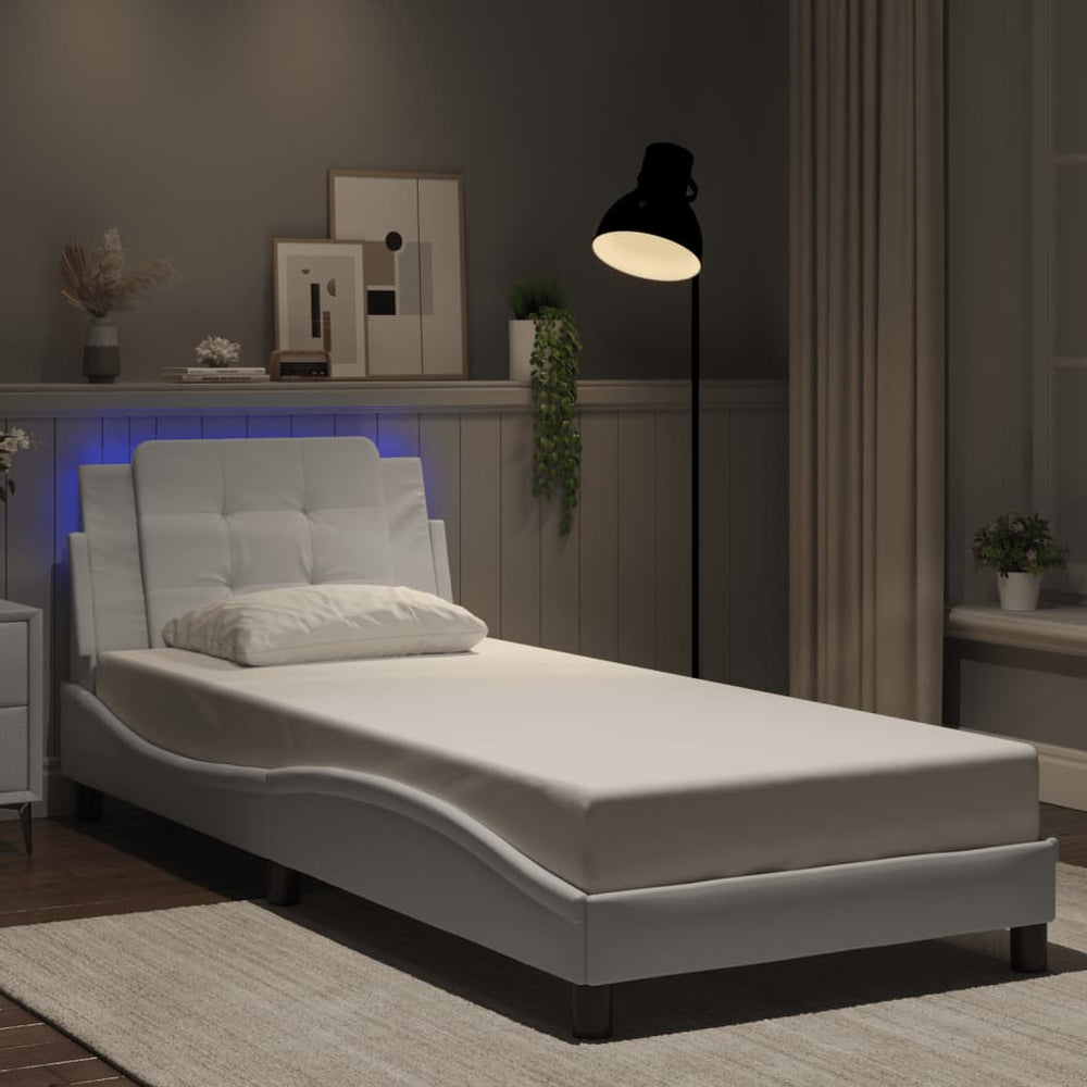 Bettgestell Weiß mit LED 90x190 cm