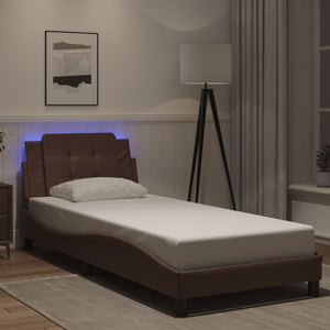 Bettgestell mit LED Braun 90x190 cm