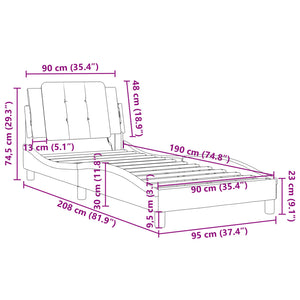 Bettgestell mit LED Grau 90x190 cm