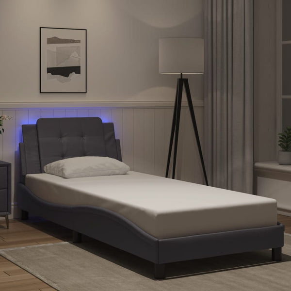 Bettgestell mit LED Grau 90x190 cm