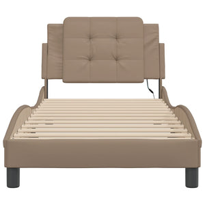 vidaXL Cadre de lit avec LED sans matelas "Zadar" marron cappuccino 90x190 cm