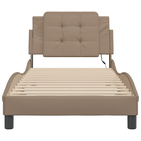 vidaXL Cadre de lit avec LED sans matelas "Zadar" marron cappuccino 90x190 cm