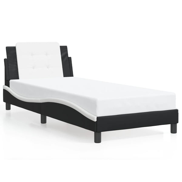 vidaXL Cadre de lit avec LED sans matelas "Zadar" Noir et blanc 90x190 cm