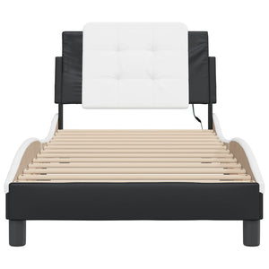 vidaXL Cadre de lit avec LED sans matelas "Zadar" Noir et blanc 90x190 cm