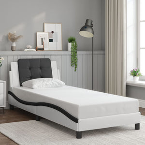 vidaXL Cadre de lit avec LED sans matelas "Zadar" Blanc et noir 90x190 cm
