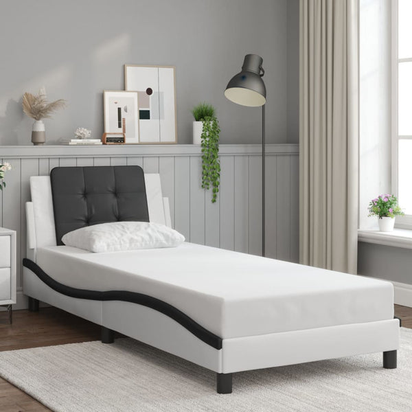 vidaXL Cadre de lit avec LED sans matelas "Zadar" Blanc et noir 90x190 cm